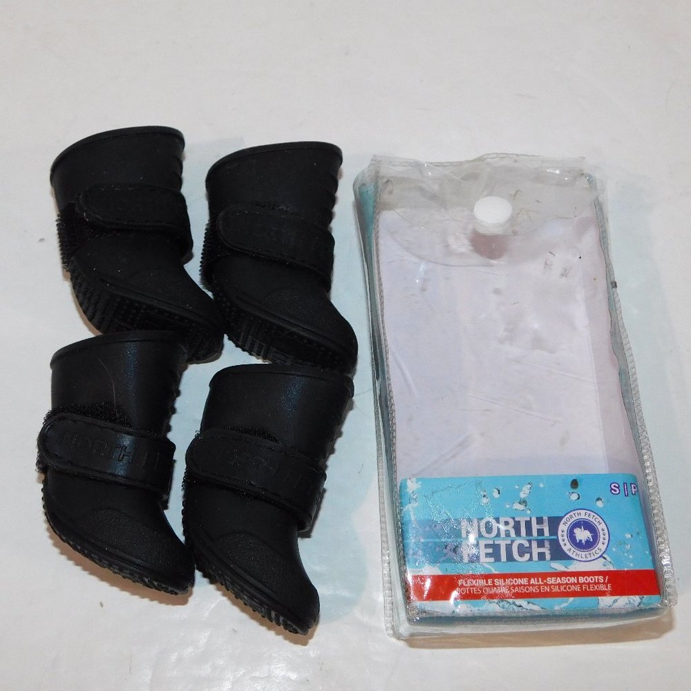 All Season Dog Boots Rubber Rain North Fetch Flexible Silicone  BLACK SMALL
